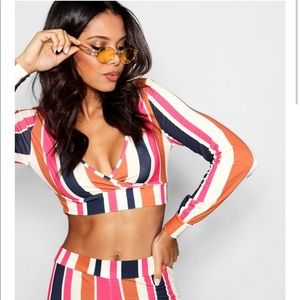 NWT Boohoo Striped Co-ord Wide Leg Pants Set